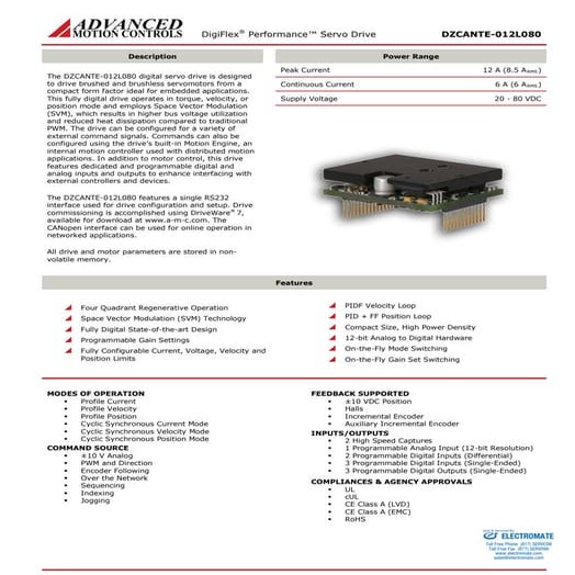 Advanced motion controls dzcante 012l080