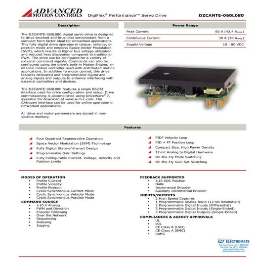Advanced motion controls dzcante 060l080