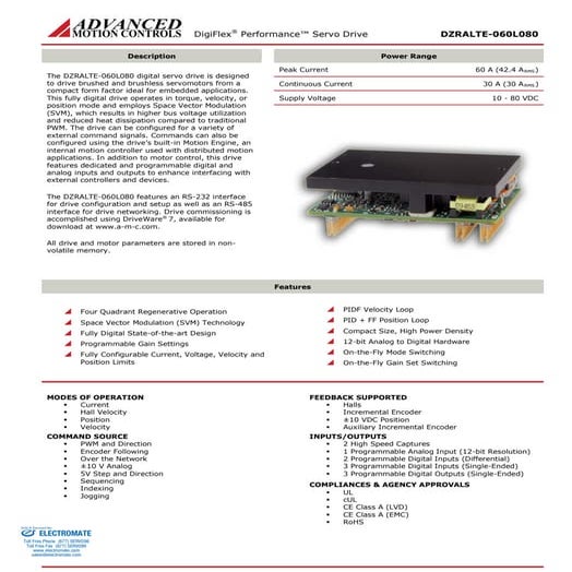 Advanced motion controls dzralte 060l080