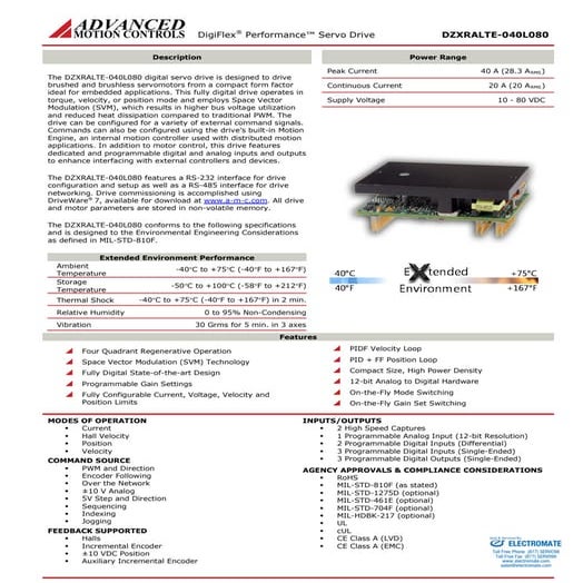 Advanced motion controls dzxralte 040l080