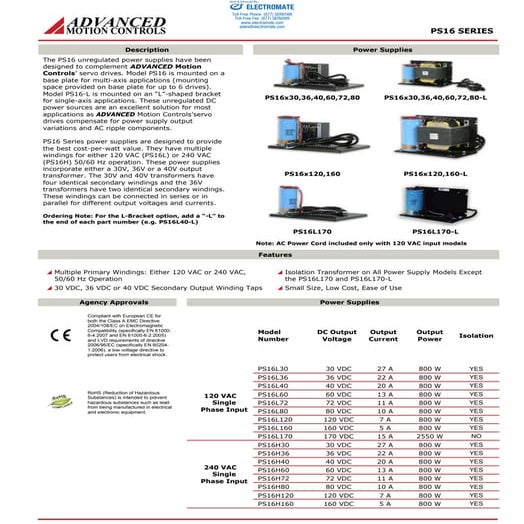 Advanced motion controls ps16h30