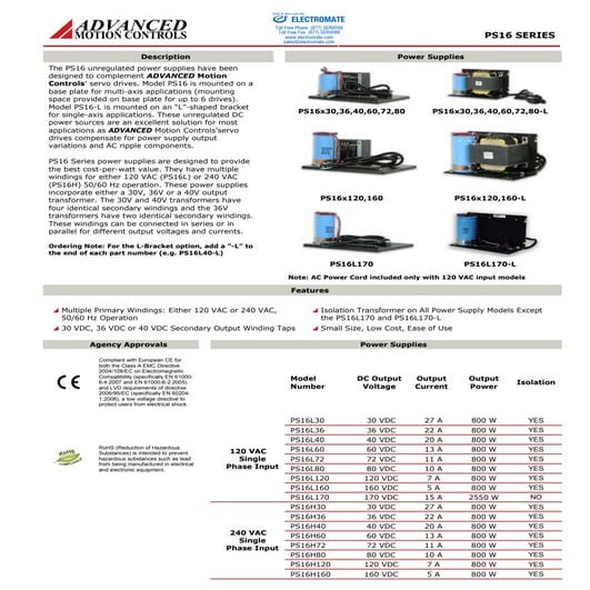 Advanced motion controls ps16h36