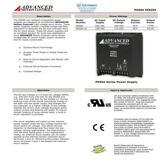 Advanced motion controls ps50 a