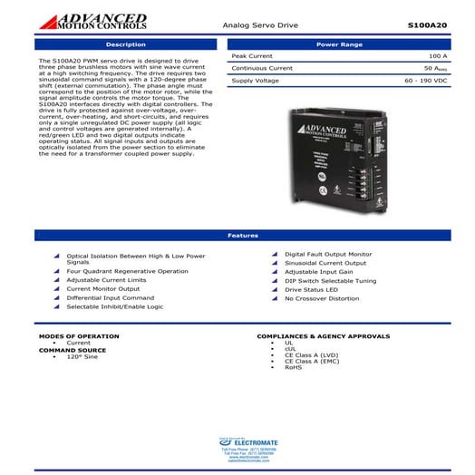 Advanced motion controls s100a20