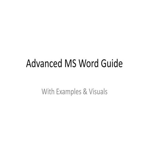 Comprehensive Advanced Microsoft Word Guide with Practical Examples and ...