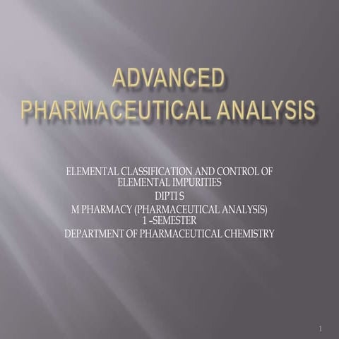 Advanced pharmaceutical analysis