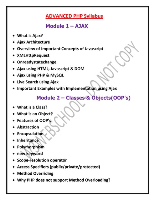 Advanced Php/Mysql Training With live project | PDF | Programming ...