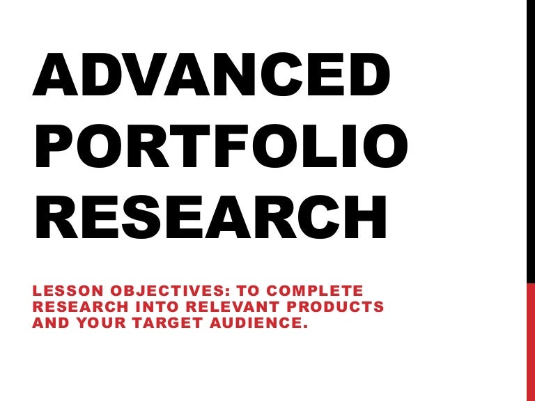 Advanced Portfolio Research