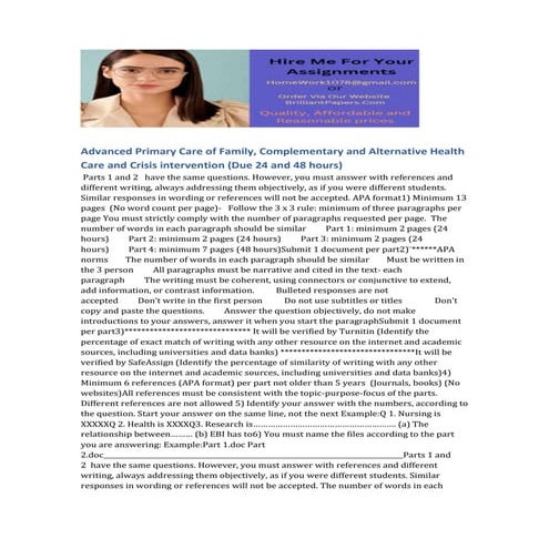 Advanced Primary Care of Complementary and Alternative Health Care and.docx