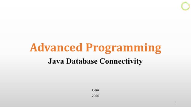 Java Database Connectivity (Advanced programming) | PPT