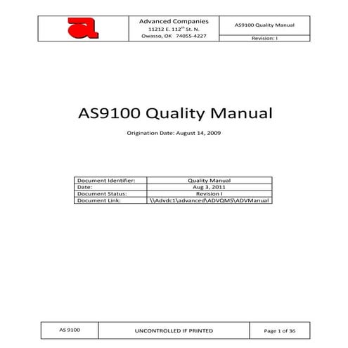 Advanced qualitymanual s9100