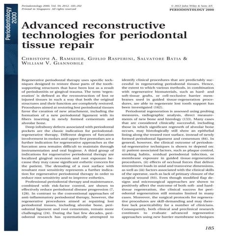 Advanced reconstructive technologies for periodontal tissue repair