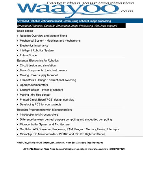 Advanced robotics with vision based control using onboard image processing 5