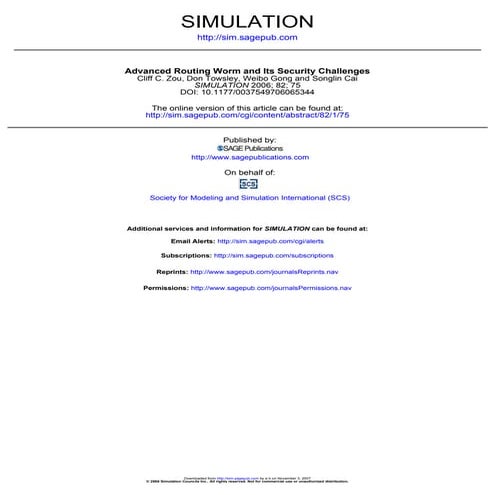 Advanced routing worm and its security challenges