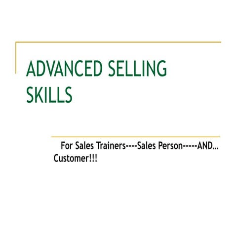 Advanced Selling Skills