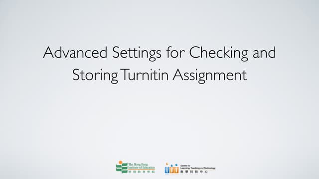 Advanced Settings Turnitin Assignment (For Staff)