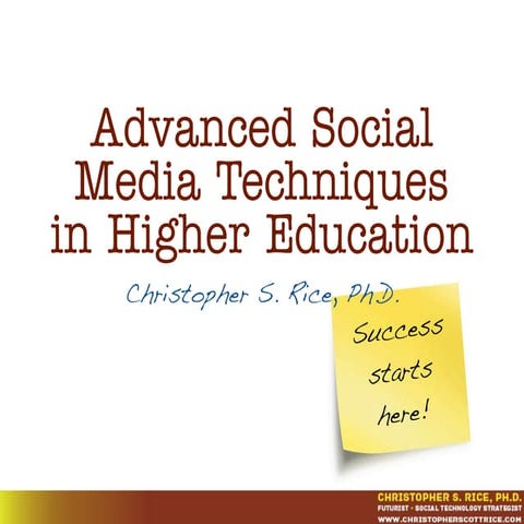 Advanced Social Media Techniques in Higher Education