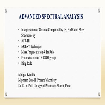 Advanced spectral analysis