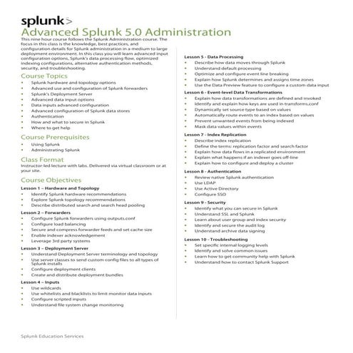Advanced Splunk 50 administration