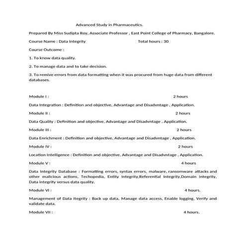 Advanced StudyDataIntegrity 2023Planning