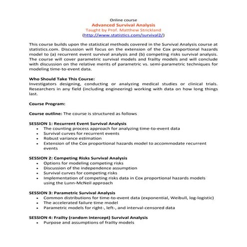 Advanced Survival Analysis