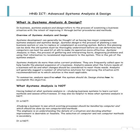Advanced Systems Analyis Design (UML)