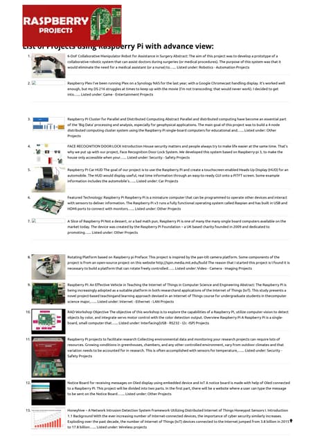 Advanced view of projects raspberry pi list   raspberry pi projects