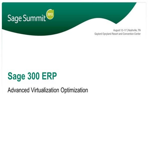 Sage 300 ERP: Advanced virtulization optimization
