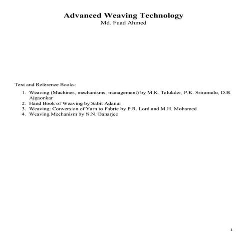 Introduction of modern loom