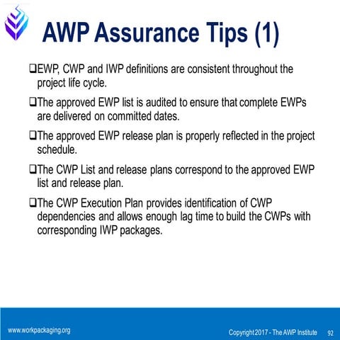 Advanced Work Packaging assurance Tips