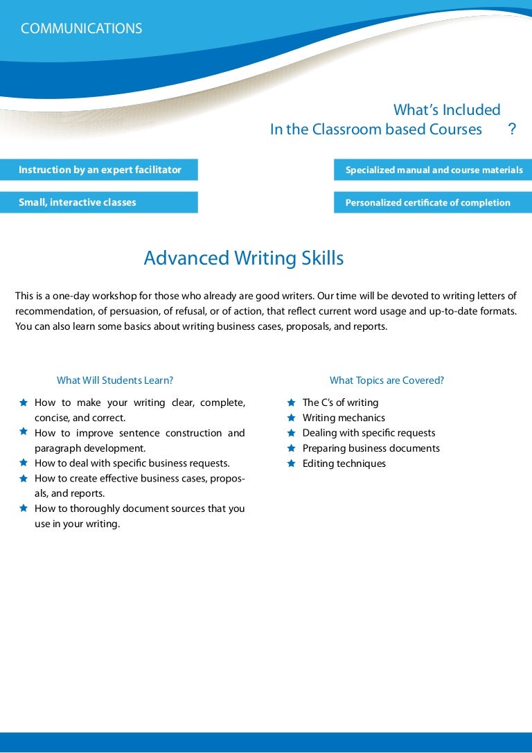 English writing skills training picture