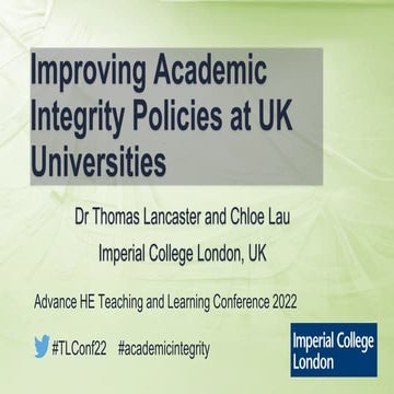 Improving Academic Integrity Policies at UK Universities - Advance HE Teachin...