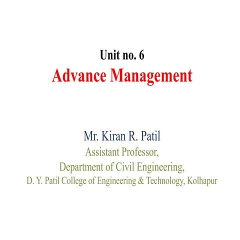 Advance Management for Civil Engineering