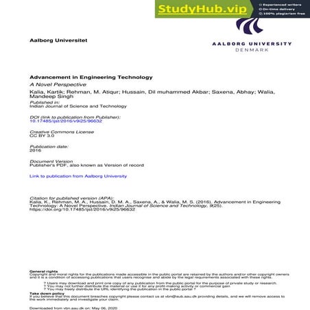 Advancement In Engineering Technology A Novel Perspective | PDF