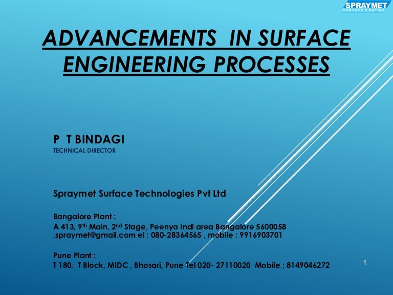 Advancement in surface engineering processes by spraymet