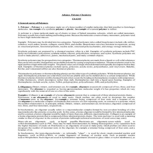 Advance polymer chemistry - Shan Chowdhury