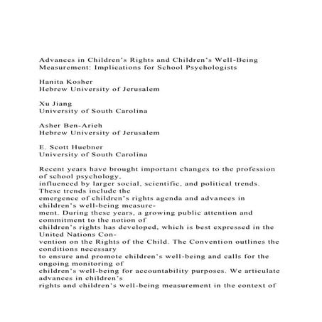 Advances in Children’s Rights and Children’s Well-BeingMeasu.docx