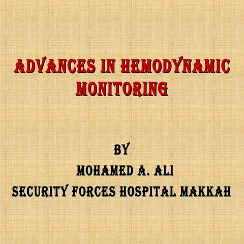 Advances in haemodynamic monitoring
