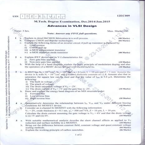 Advances in vlsi design dec 2014-15