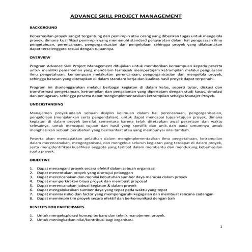 Advance Project Management Skills | PDF