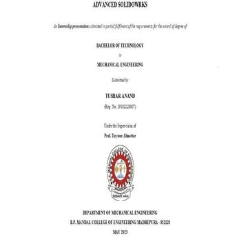 Solidworks Internship Report (advanced)