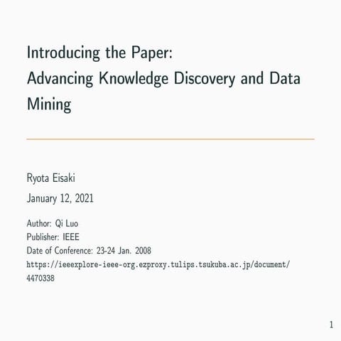 Advancing Knowledge Discovery and Data Mining