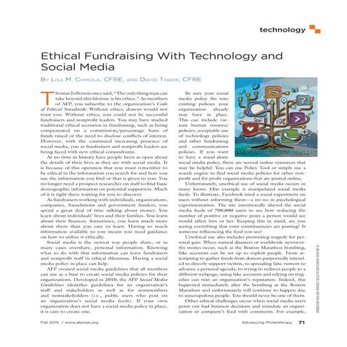 Ethical Fundraising with Technology and Social Media