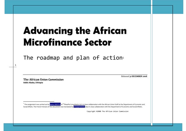 Advancing the african microfinance sector