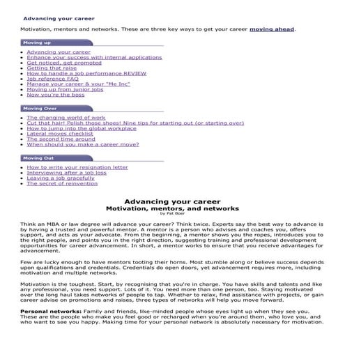 Advancing your career