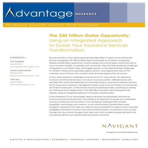 Using an Integrated Approach to Guide Your Insurance Services Transformation