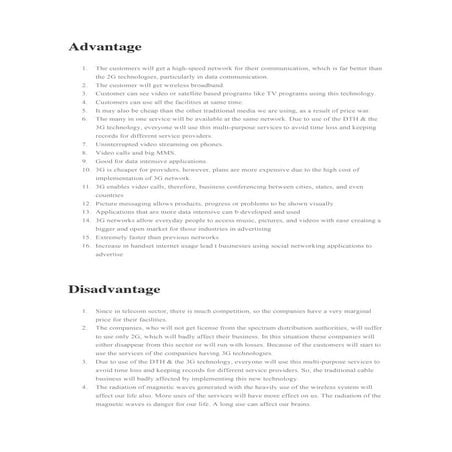 Advantages & disadvantages of 3g network