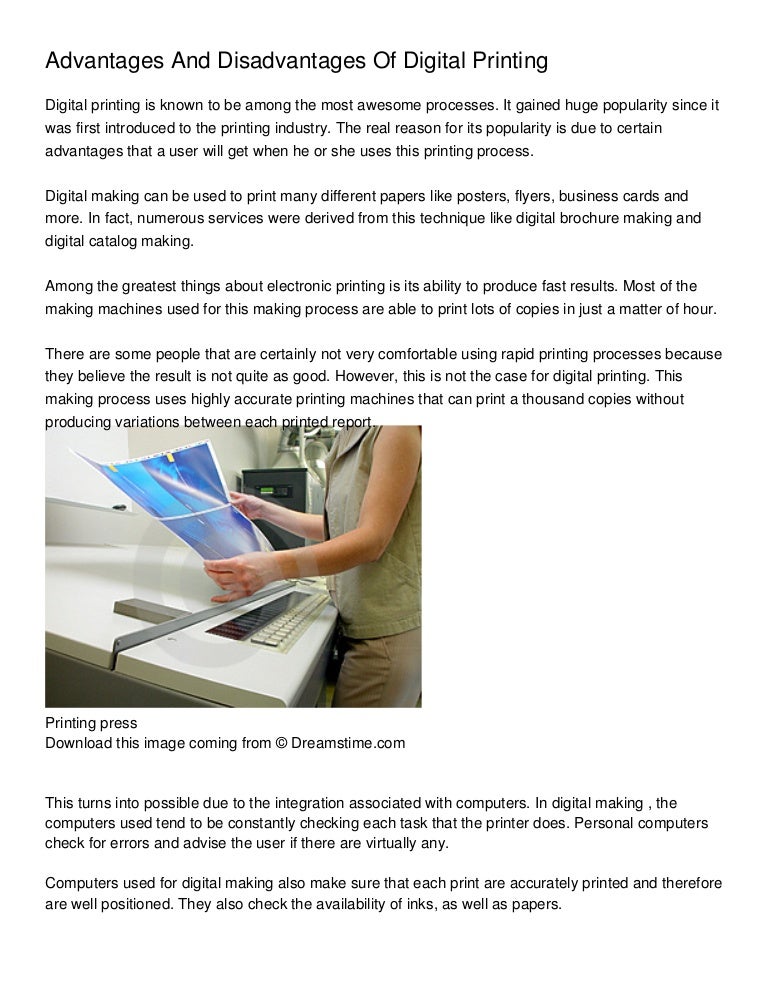 Advantages And Disadvantages Of Digital Printing
