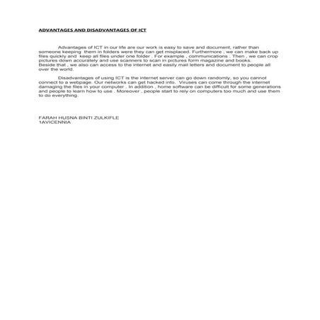 Advantages and disadvantages of ict