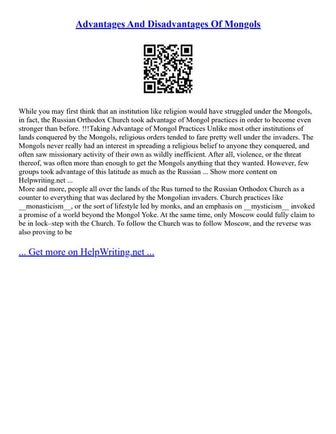 Advantages And Disadvantages Of Mongols